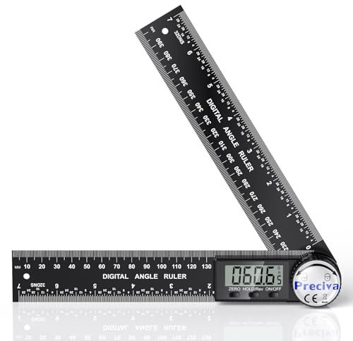 Winkelmesser, Preciva Digitaler-Winkelmesser mit Bildschirm HOLD - und 180° drehbar Funktion, 400mm Winkelschmiege Lineal Winkellehre aus Kunststoff für Holzarbeiten, Heimarbeit (Schwarz)