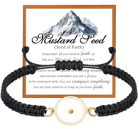 PARTNER Mustard Seed Jewelry Bracelets Mustard Seed Christian Gifts for Women Religious Faith Gifts for Christians (Round Gold)
