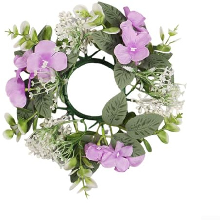 Lot de 25,4 cm - Petite couronne de bougie - Hortensia - Pour table, porte de maison - Violet