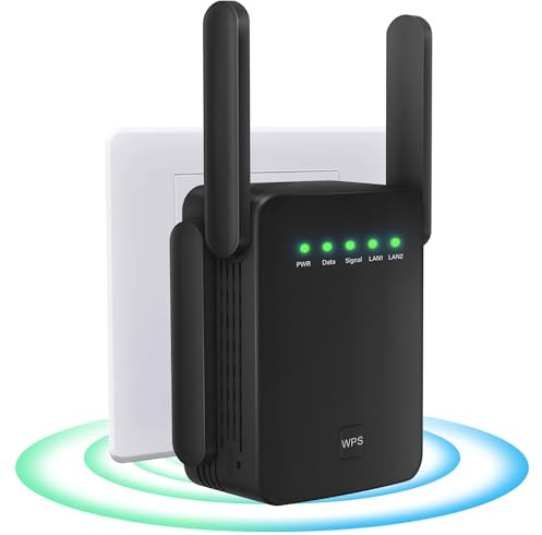 Repetidor WiFi，Extender/Enhancer | Home Internet Signal Amplifier/WiFi Signal Amplifier, 4 Antenas, 2 Puertos LAN, Amplificador WiFi para la Oficina y el hogar, fácil instalación acciónD (M-300SN-12)