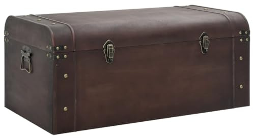 vidaXL Scrigno Tesoro Chiusure Marrone Scuro 79,5x39,5x39,5 Compensato, Scrigno del Tesoro in Legno, Baule del Tesoro, Contenitore Porta tesori