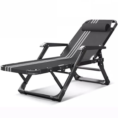 ZTGL D, Sonnenliege Verstellbar, Klappbar Gartenliege, Strandliege, Feldbetten Klappbar, Tragbar Liegestuhl mit Auflage und Kopfstütze für Innen Outdoor