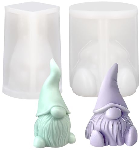 2 Stück 3D Silikonform Wichtel Weihnachten,Silikonformen Gießformen 3D Silikonform Wichtel,Weihnachten Kerzenform,Aroma Kerzenform zum DIY