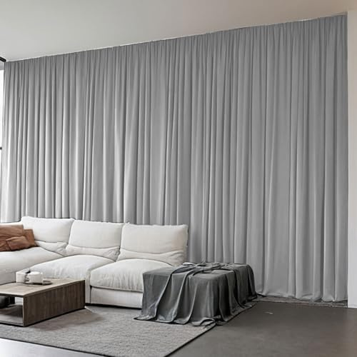 Extra Wide blackout Curtains Soundproof Room Separator - Room Divider Curtains for Ceiling Track System or Rod With Hooks - Privacy Floor to Ceiling Curtain for Wall Ceiling Mount Track, 1 Panel