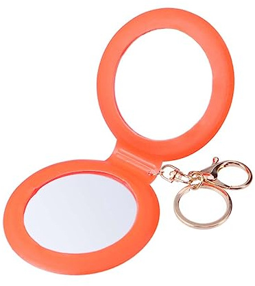 Baluue Klappspiegel Taschenspiegel Mit Doppelten Seiten Spiegel Kleiner Schminkspiegel Aus Pu-Leder Tragbar Für Damen Orange