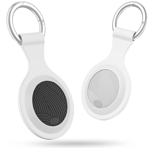 Warmfay 2 Stück Air Tracker Tag Kompatibel mit Apple Wo ist? (NUR iOS), Koffer Tracker mit Schutzhülle/Schlüsselanhänger, Wasserdicht Bluetooth Schlüsselfinder für Geldbörse/Taschen/Koffer