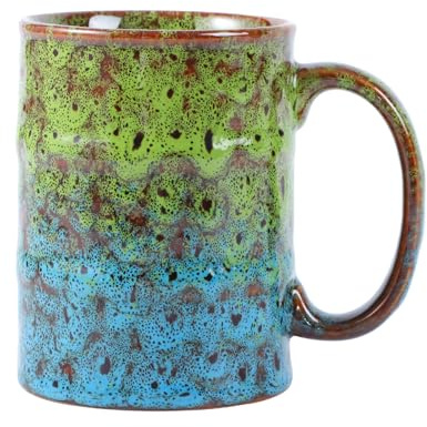 ZPPLD Taza de Cerámica 450ml con Esmalte Reactivo, Taza Grande de Café con Asa, Porcelana Resistente, Apta para Microondas y Lavavajillas con asa para oficina y hogar (9)