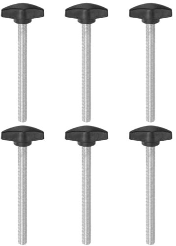 QUARKZMAN 6 Stück Rändelschraube Flügelschrauben Kunststoff Tee-Flügelknöpfe M8 x 85mm Metrisches Gewindebolzen T-Kopf Kunststoffknöpfe Daumenschrauben Handklemmknopf, Schwarz