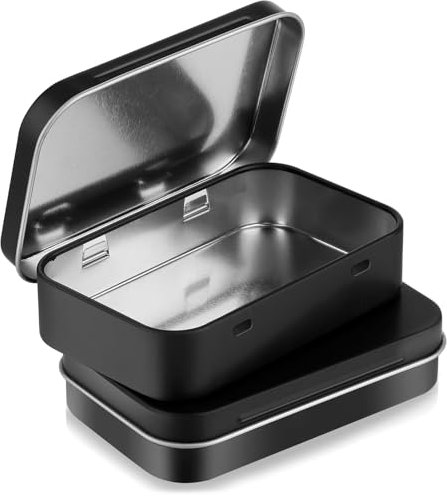FYHJNC 2-Pack Mini Metal Tin Box with Hinged Lid – 9.5x6x2 cm Portable Rectangular Container for Candies, Jewelry, Crafts, Home & Travel Storage