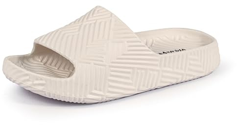 Weweya Shower Slippers Slides Sandals for Bathroom Beige Women 8 Men 6.5 | Soft, Lightweight, for Beach Pool