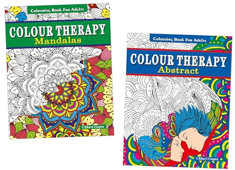 Colour Therapy Colouring Book For Adults | Mandalas, Abstract | Set of 2 Books (Pinwheel Books)