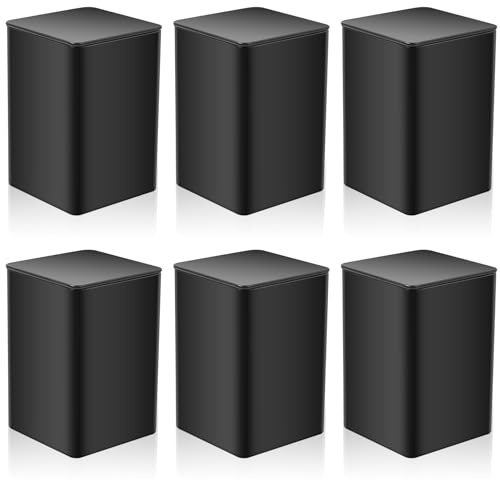 bayidun 6 Pcs Caja Te, Tarros Metálicos para Té, Botes de Metal Cuadrados, Cajas Rectangulares para Té Suelto, Latas de Metal, Tarros de Almacenamiento para Café Azúcar Cocina, 85 x 85 x 130 mm