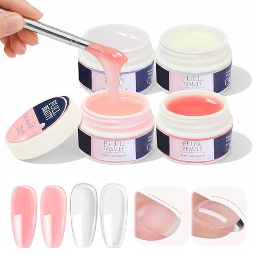 4 * 15ml Nageldesign,UV Gel zur Nagelverlängerung und Modellage,Aufbaugel für Gelnägel Set Builder Gel,Versiegelungsgel