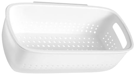 UKCOCO Colander Bowl Doppio Bianco Scolapasta da Cucina Riutilizzabile Parete Setaccio Multiuso per Lavare Frutta e Verdura Sgocciolatoio Salvaspazio e Versatile