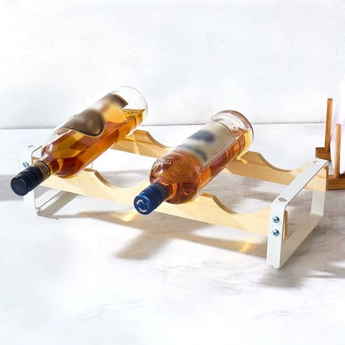 Eashaoo Portabottiglie a 1 ripiano per 4 bottiglie, impilabile, per casa, cucina, dispensa, cantina, armadio, autoportante, espositore per bottiglie di vino (1 pezzo)