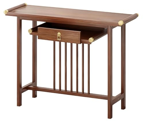 RTTZBOZ Kleines Tischchen, Buddhistischer Altartisch, Schmaler Bambus-Eingangstisch mit Schublade für Flur, Wohnzimmer in Kleinen Räumen(120cm/47in)