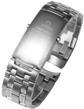 ROUREOX Massivt Klockarmband Rostfritt Stål 20mm 22mm Böjda Ändar, Metall Ersättningsband Länk för Omega Seamaster 300 Collection-C 22mm