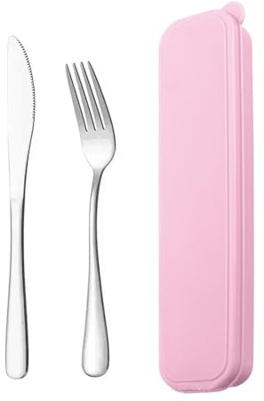 Ensemble de couverts portable en acier inoxydable avec boîte de rangement – Ustensiles de salle à manger de voyage comprenant baguettes, fourchette, cuillère et couteau pour le camping et l'extérieur