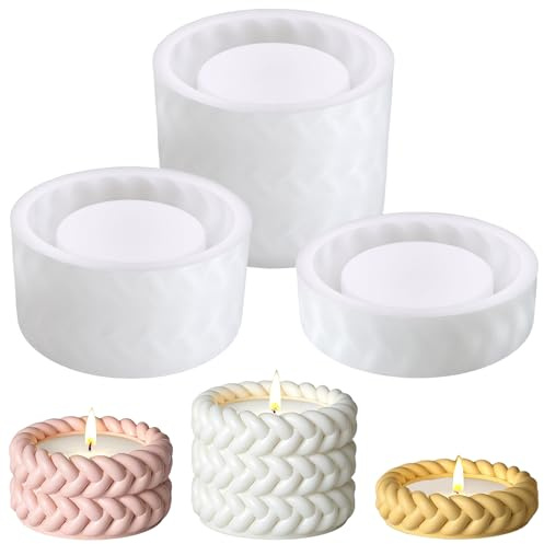 3 Stück Giessformen Silikon, Gips Gießen Formen, Kerzenformen Silikon, Silikonform Schale, Hanfseilform, Heimwerken, Dekoration, Für Handgefertigte Kerzen, Aromatherapie, Gips, Epoxidharz（5/3.5/2cm)
