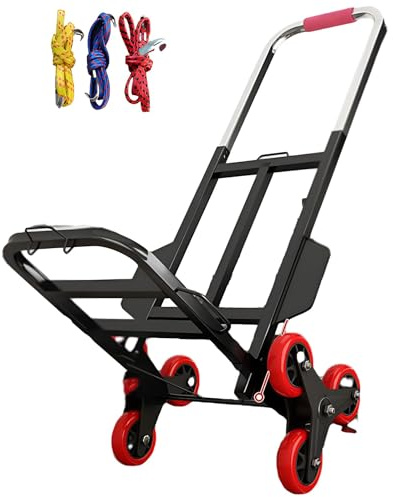 Carrello pieghevole per salire le scale, carrello a 6 ruote con manico telescopico, carrello mobile resistente per carico e scatole