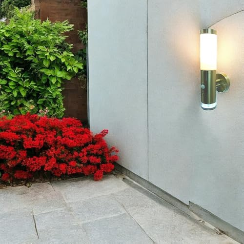 Dapo® LISA hochwertige Edelstahl-Außen-Wandleuchte, Bewegungsmelder, Dämmerungssensor, IP44 (Lisa 2- Wand)