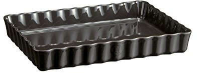 Emile Henry EH796038 Tourtière Rectangulaire, Céramique, Noir Fusain, 33, 5 x 24 x 5 cm