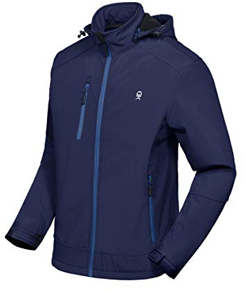 Little Donkey Andy Softshell-jacka för män med avtagbar huva, fleecefodrad, A.navy, XL