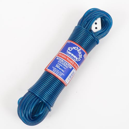 WYERCENTOR Wäscheleine, Stahlkern, verschiedene Farben, 50 m blau