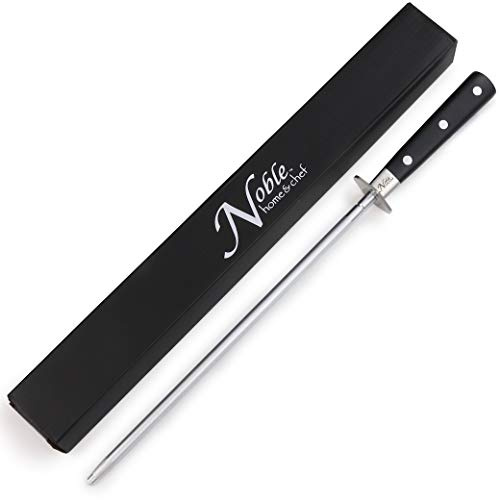 Professional Honing Steel 12”, Magnetized for Safety, No Rust, No Cheap Plastic! Noble’s Knife Sharpener Has an Oval Handle for a Firm Grip and is Built For Daily Use, Perfect for Chefs!