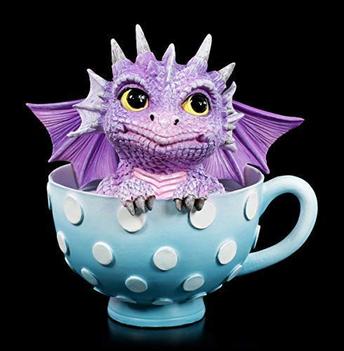 Fantasy Drachen Figur sitzt in Einer Tasse- Cutieling in Tasse | Gothic-Dekoartikel, handbemalt