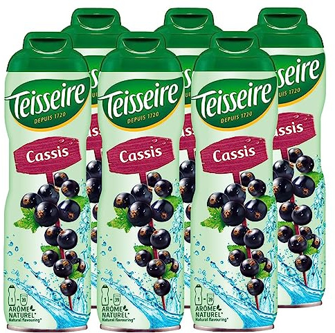 Teisseire Getränke-Sirup Cassis/Schwarze Johannisbeer 600ml - Sirup der genauso schmeckt wie die Frucht (6er Pack)