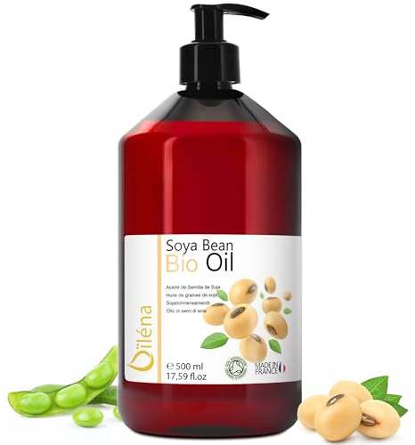 Huile de Soja BIO - Huile Corps Hydratante pour Massage Professionnel, Anti-cellulite, Raffermissant, Anti-âge visage à la vitamine E, Démaquillant, Bronzant - 500 ml