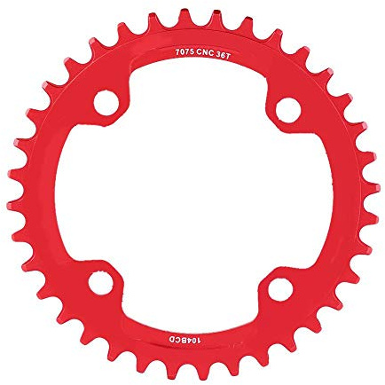 Keenso Fahrrad Kettenblatt, 32/34/36/38T BCD 104 Aluminiumlegierung Mountainbike Stahl Single Crank Kettenblatt Fahrrad Ersatzteile(36T-rot)