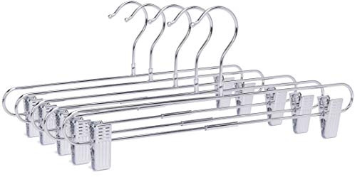 Quality Chrome Pant & Skirt Hanger Set - 10-Pack with 360-Degree Swivel Hooks - Durable, Anti-Rust Hangers for Clothes, Jeans, Slacks & Trousers