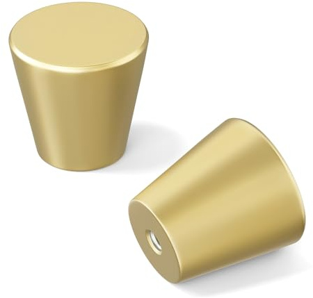 homdiy 10 Pack Gold Knobs Brushed Brass Cabinet Knobs Small Drawer Pulls Round Gold Kitchen Cabinet Hardware