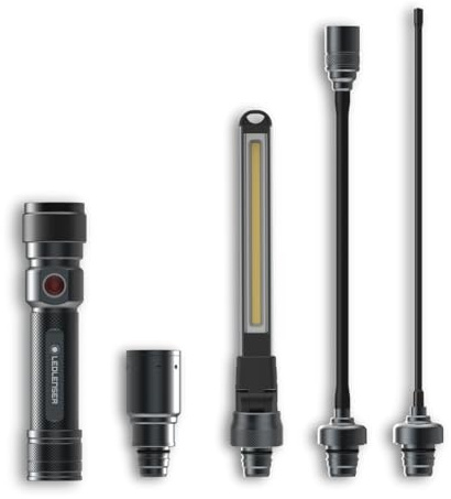 Ledlenser Workers Friend Akku-4-in-1 Quick-Connect Arbeitsleuchte, 280lm | 4 Aufsätze, verstellbare Inspektionsleuchte, bis zu 5,5h Leuchtdauer, magnetisch, flexibel, für Heimwerken, wiederaufladbar
