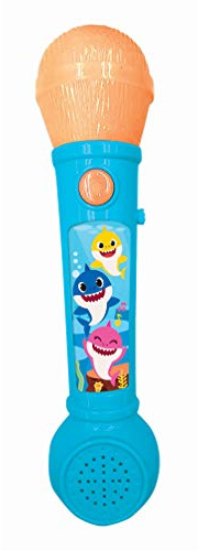 Lexibook, Baby Shark, Mikrofon für Kinder, musikalisches Spielzeugspiel, integrierter Lautsprecher, Lichteffekte, Demo-Melodien inklusive, Blau/Orange, MIC80BS