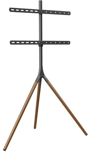 my wall HT22L TV-Standfuß höhenverstellbar, TV Ständer für 32 – 75 Zoll (81,3-190,5 cm), Drehbar, Holzdesign