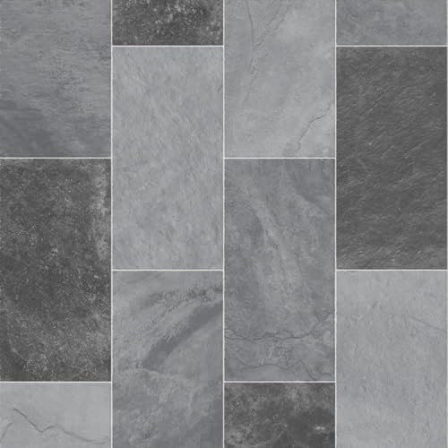 ASRM989D-Stone Effect Anti Slip Vinyl Flooring Home Office Kitchen Bedroom Bathroom Lino Modern Design 2M 3M 4M wide (989D, 1m(L) X 2m(W) (3'3 X 6'6))