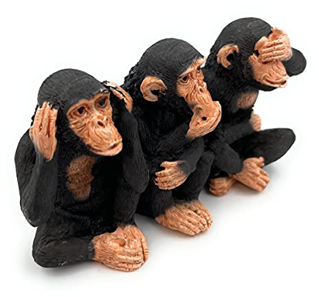 Onwomania Polyresin Figure Three Monkeys Shimpanse Animal Decorative Figure Made of Polyresin Black 10.5 cm