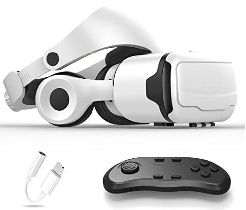 Gafas de Realidad Virtual, 3D VR Gafas con Controlador Bluetooth para Juegos Visión Panorámico VR Glasses para iPhone 13 Pro Max/13 Pro/13/12/11, para Samsung Galaxy S21, Huawei, Xiaomi