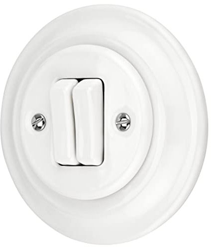 Incasso Porcellana Retro Doppio Interruttore All-in-One, Serie PR1 Bianco