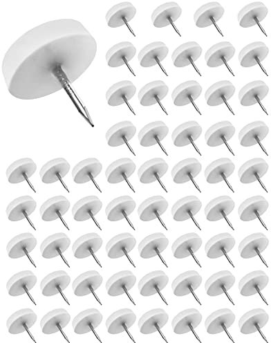 QWORK 60 Piezas Clavo de Almohadilla de Mueble, 20mm Tacos Sillas de Plastico Redondos, Protector Suelo Silla Clavo para Silla Mesa Escritorio, Blanco
