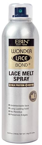 EBIN NEW YORK Wonder Lace Bond Lace Melt Aérosol protéine de soie + biotine | Spray adhésif pour perruque à tenue extra ferme | Finition naturelle hydratante | 18 ml