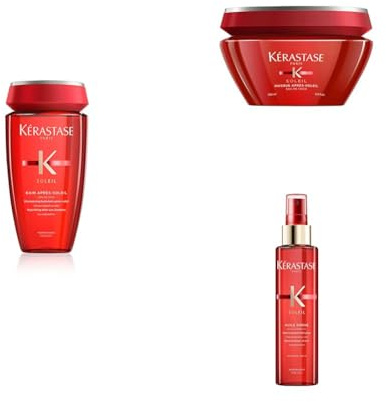 KÉRASTASE - Routine Soleil Pour Tous Types de Cheveux - Hydrate & Protège Des Rayons UV, Du Chlore, Du Sel & Du Sable - Eau De Coco & Vitamine E