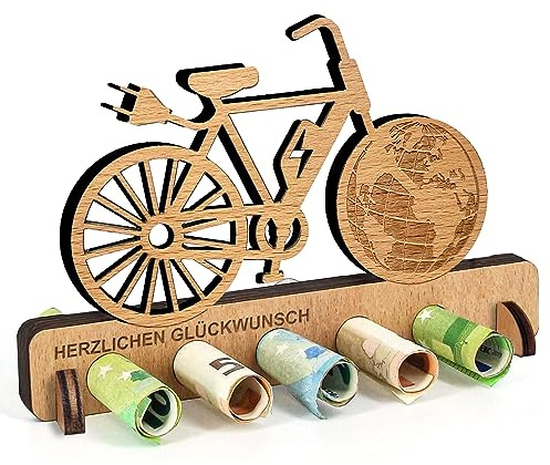 Geburtstag Geldgeschenk Holz, Geldgeschenk Fahrrad, Geldgeschenke Radfahrer E-Bike Mountainbike Geld Geschenk Holz Deko für Freunde, Familie Liebhaber