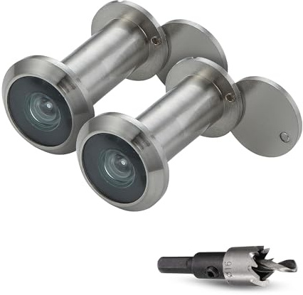 MomsUnited – Peep Holes for Door – Peephole with 200° Wide Viewing Angle – Peephole for Front Door – for Enhanced Door Security (2X Peephole Set + Drill Bit)