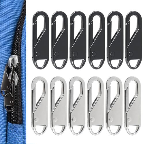 12 Stück Reißverschluss zipper,Ersatzteile Reißverschluss Zippers, Metall Zipper Pull，Zippers Für Reißverschlusss - für Kleider、Jeans