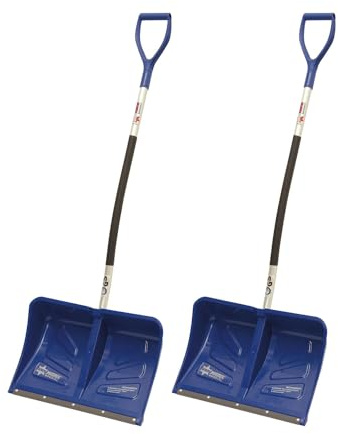vasalat 2x Schneeschieber aus Kunststoff mit Alu-Stiel, Schneeschaufel Räumbreite 550mm