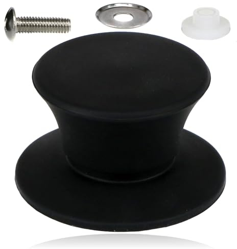 SPARES2GO Universal Pan Lid Handle 47mm Saucepan Slow Cooker Steamer Pot Knob (Black Silicone)